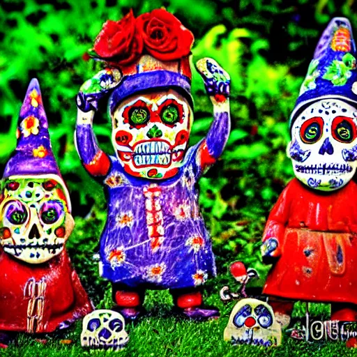 Prompt: day of the dead garden gnomes HDR flickr style award winning