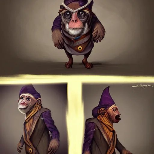 Prompt: monkey dressed as a wizard by Janice Sung , hyperdetailed , trending on artstation , CGSociety