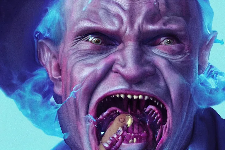 Prompt: crazy glitchy buggy vapor wave demonic evil ugly hilarious screaming surprised yelling 3 d vladimir putin portrait meme, featured on artstation, cgsociety, unreal engine, octane, volumetric lighting, rtx on, vibrant, by greg rutkowski, grainy, vhs footage still, intricately detailed, award - winning, amazing, stunning, atmospheric, ambient