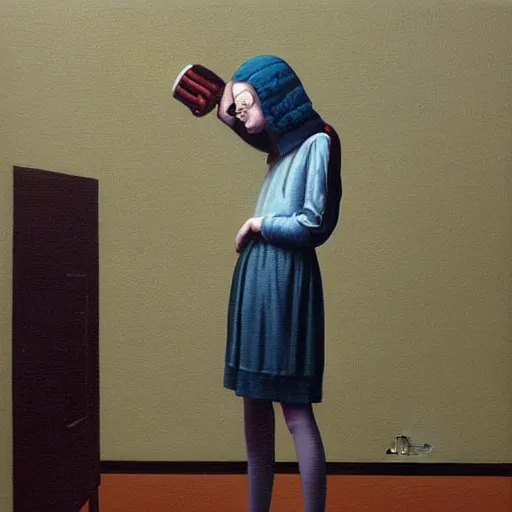 Image similar to a striking hyper real painting of Elle Fanning with cybernetics by Quint Buchholz