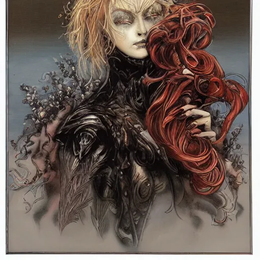 Image similar to a painting in the style of ayami kojima and in the style of charles dulac.