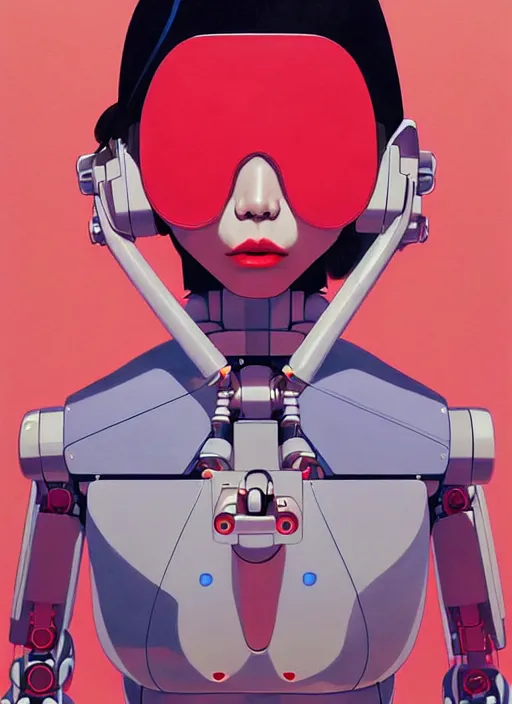 Image similar to Artwork by James Jean and Phil noto; Yoshimi they don't believe me But you won't let those robots defeat me Those evil-natured robots They're programmed to destroy us; a fierce young Japanese lady fighting a gigantic robot. art work by Phil noto and James Jean
