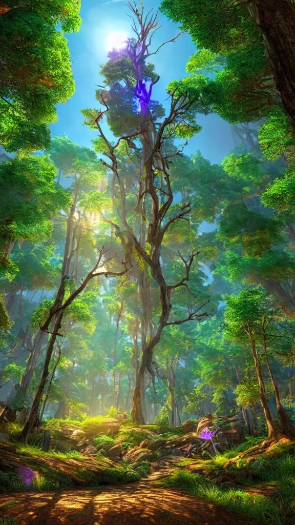 Prompt: spirit of forest, global illumination ray tracing hdr fanart arstation by sung choi and eric pfeiffer and gabriel garza and casper konefal bastion forged hardmesh lisa frank zbursh central