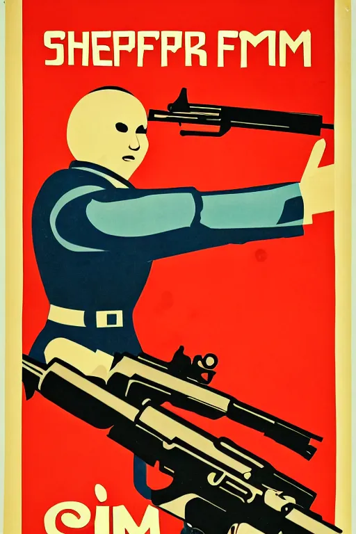 Prompt: Shrimp with a gun OK a Soviet Propaganda Poster