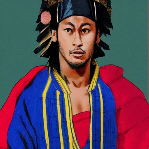 Prompt: Neymar as japanese samurai in 1800s, bust porttait
