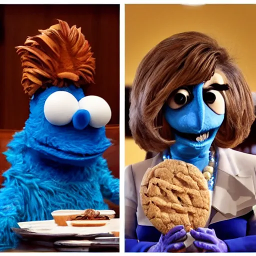 Image similar to nancy pelosi as the cookie monster