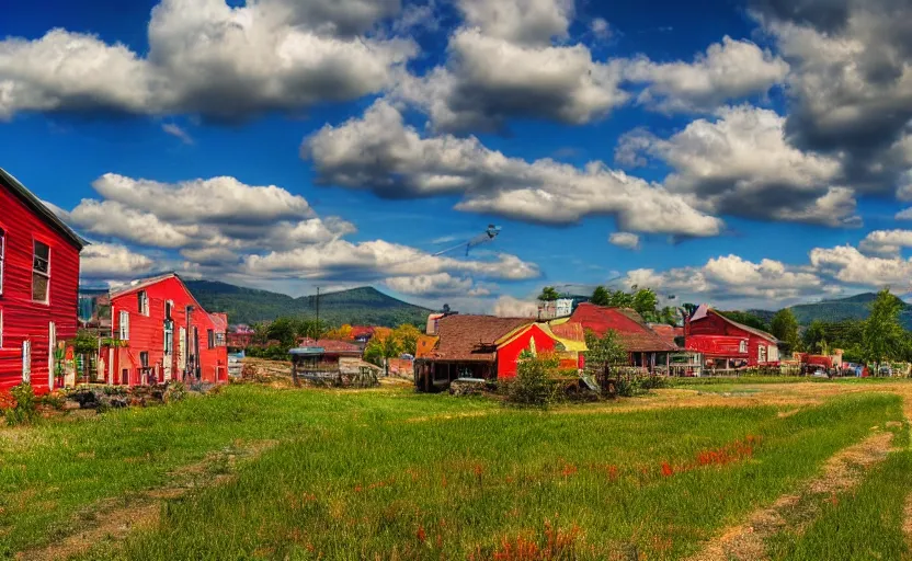 Prompt: photo of a colorful rural town