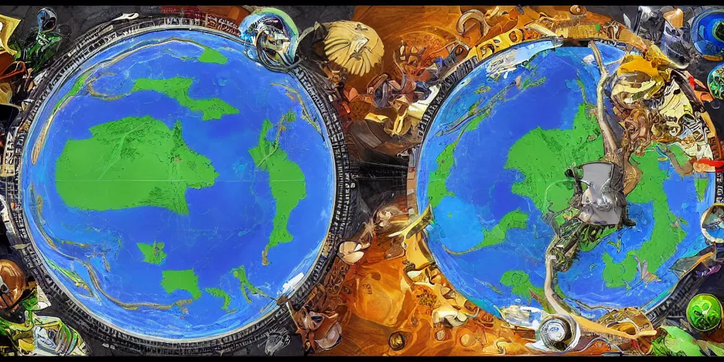 Image similar to flat earth society. highly coherent, 4 k, highly detailed. saturated. epic. digital art.