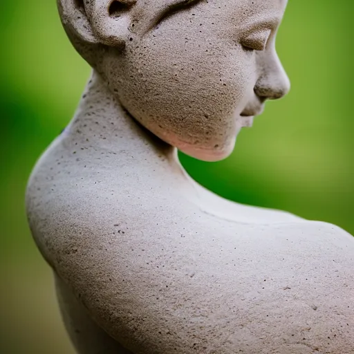 Image similar to a girl made out of clay surrounded by a biomorphic clouds in rolling hills, 5 0 mm lens, f 1. 4, sharp focus, ethereal, emotionally evoking, head in focus, volumetric lighting, 8 k