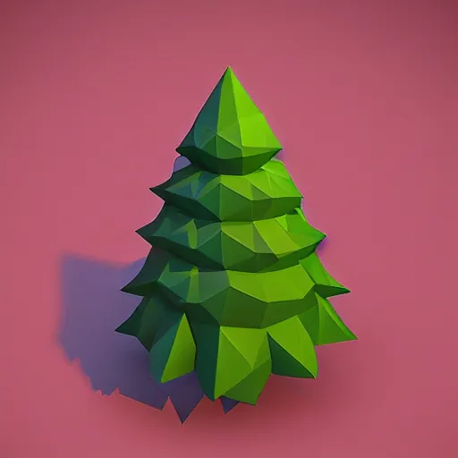 Prompt: a low poly 3d object of the tree used in mobile game, large and majestic