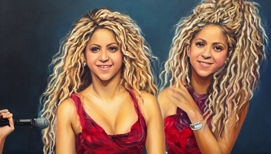 Prompt: oil painting of the singer shakira creating a husband