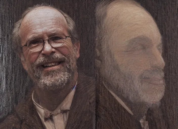 Prompt: a highly detailed wooden portrait of a dentist, james gurney, james jean