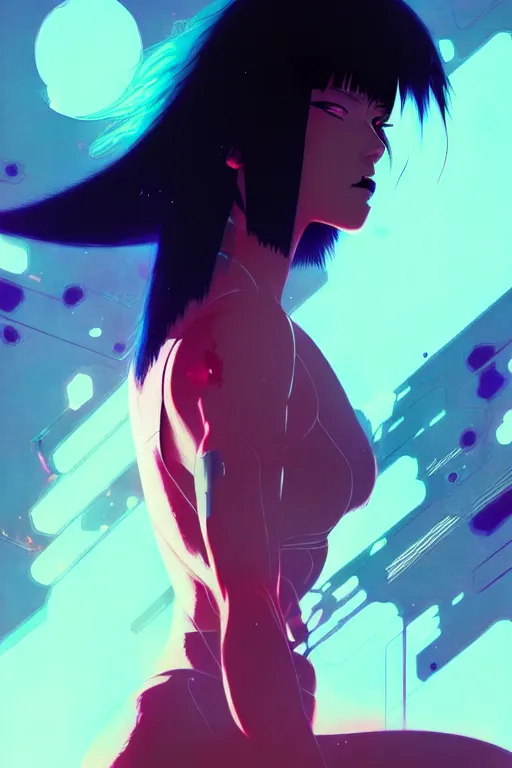 Image similar to a ultradetailed beautiful panting of kusanagi from ghost in the shell, by conrad roset, greg rutkowski and makoto shinkai, trending on artstation