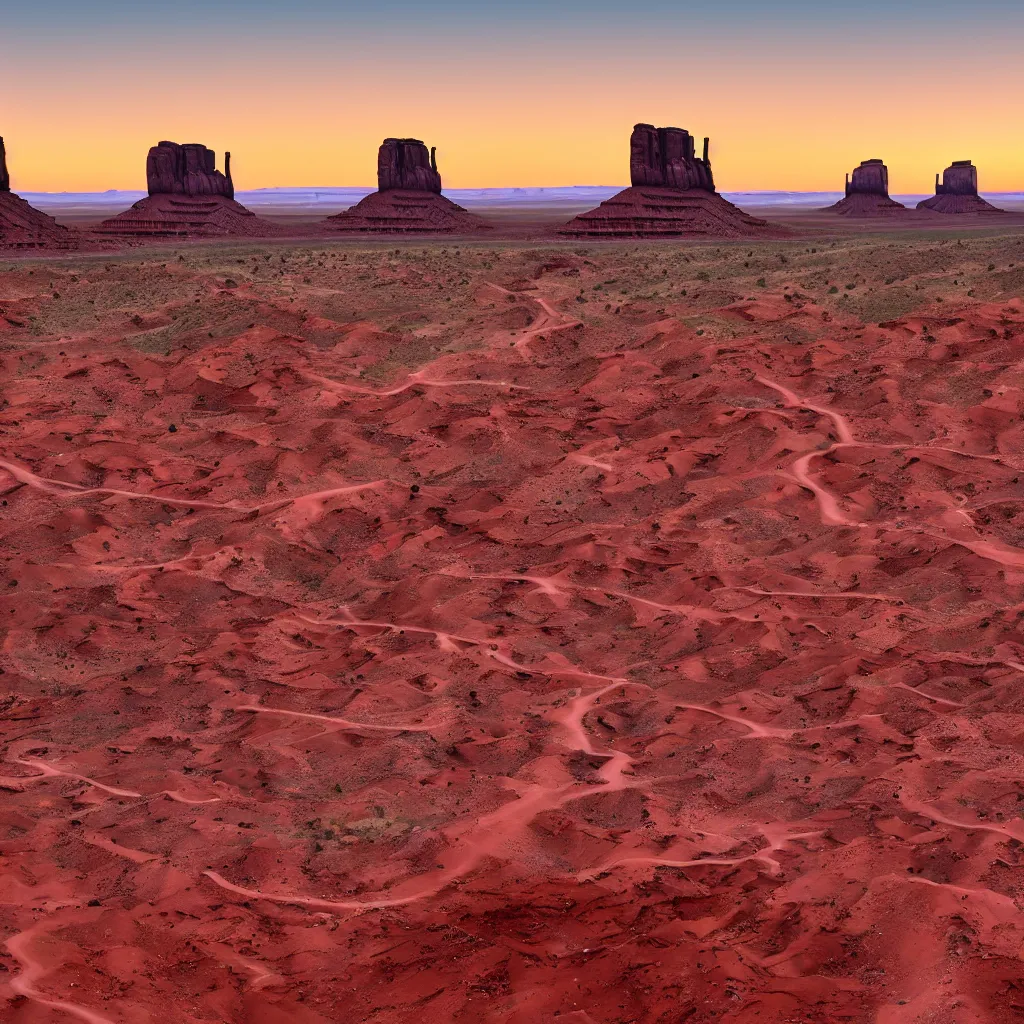 Image similar to photo of monument valley as the sun is setting, deep focus, highly detailled, 8 k uhd, award - winning photography, summer look