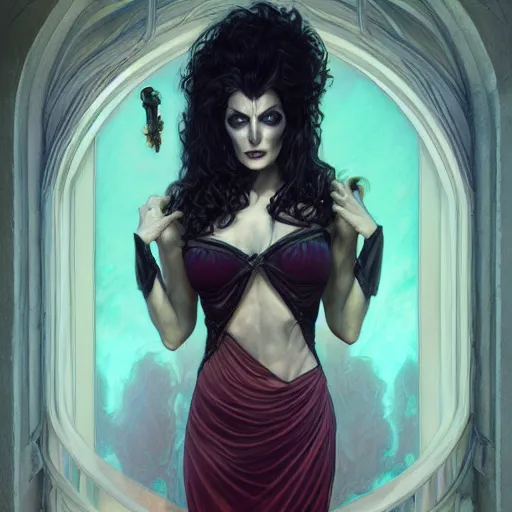 Image similar to ultra realistic illustration, deanna troi as death of the endless, the sandman, intricate, elegant, highly detailed, digital painting, artstation, concept art, smooth, sharp focus, illustration, art by artgerm and greg rutkowski and alphonse mucha