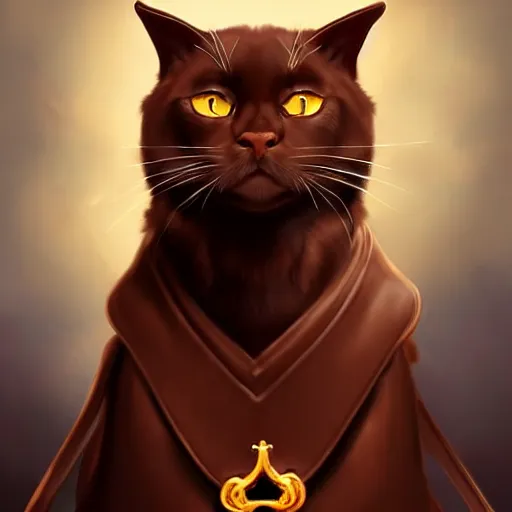 Image similar to chocolate burmese cat in pirate robes, artstation, fantasy