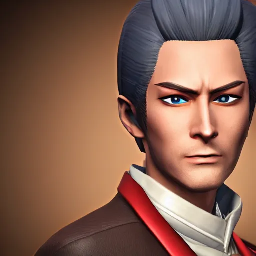 Image similar to a highly detailed portrait of miles edgeworth from ace attorney as a character from arcane, unreal engine, 3 d render, by kazuya nuri