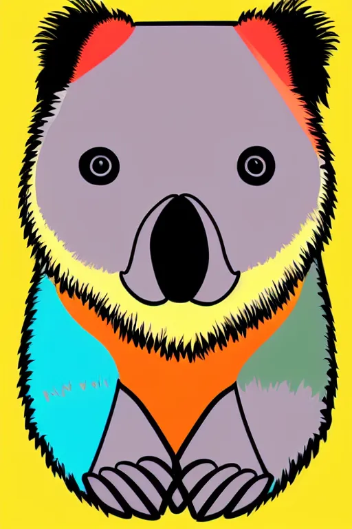 Prompt: minimalist boho style art of a colorful koala, illustration, vector art