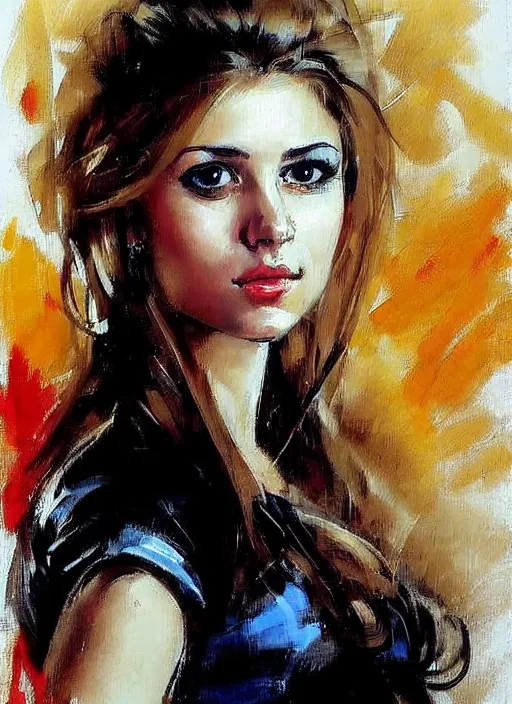 Image similar to portrait of a pretty young lady andrew atroshenko by simon bisley