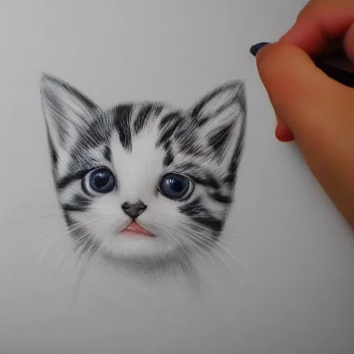 Prompt: drawing of a cute kitten