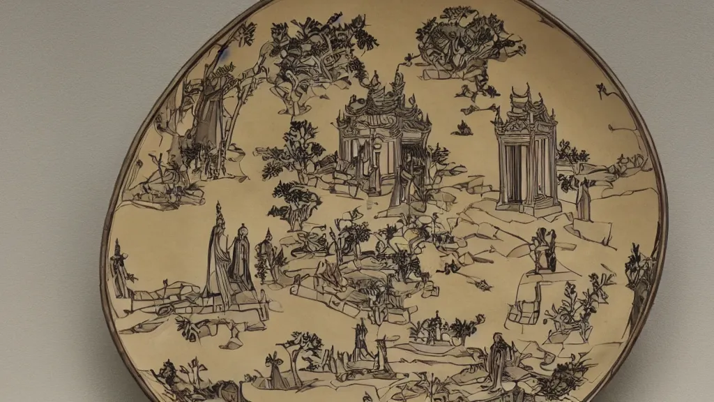 Image similar to figurativism euphemistic plate of pagoda