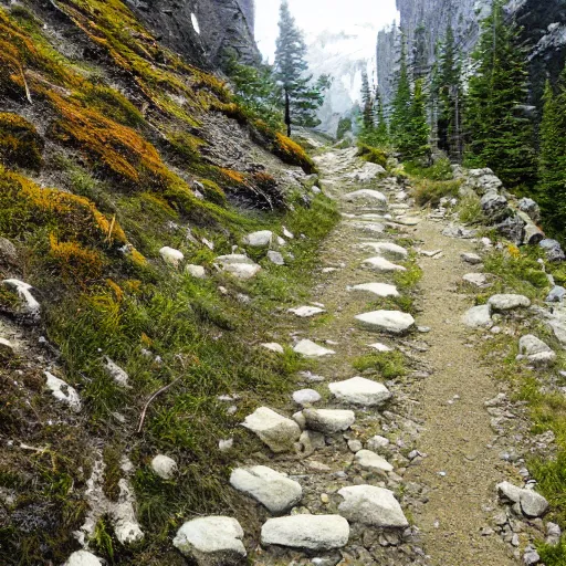 Prompt: a mountain path