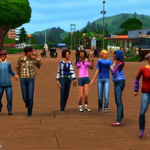 Prompt: stampede in the sims 2