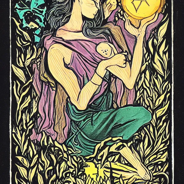 Image similar to life and death tarot card illustration