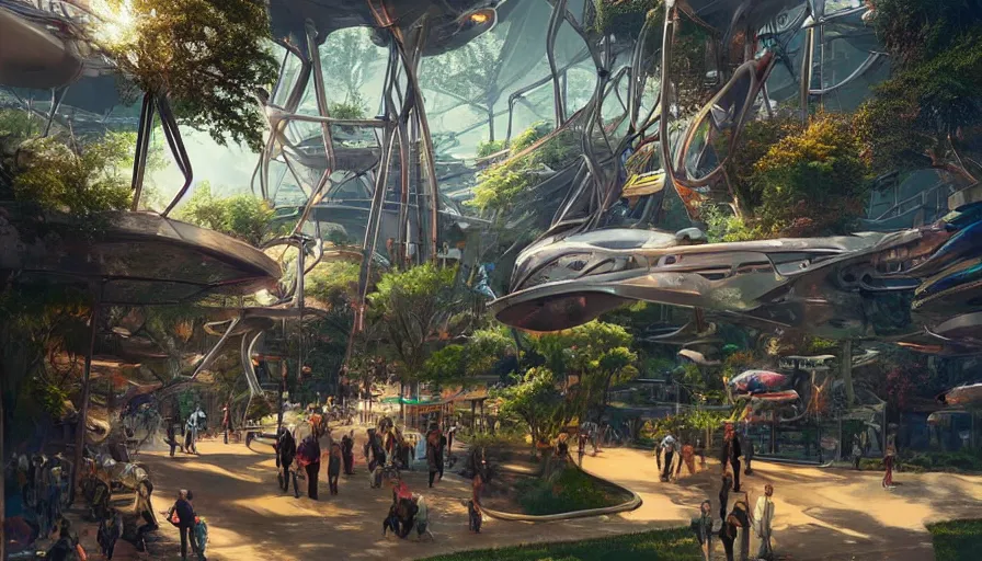 Image similar to Beautiful futuristic outdoor zoo, hyperdetailed, artstation, cgsociety, 8k