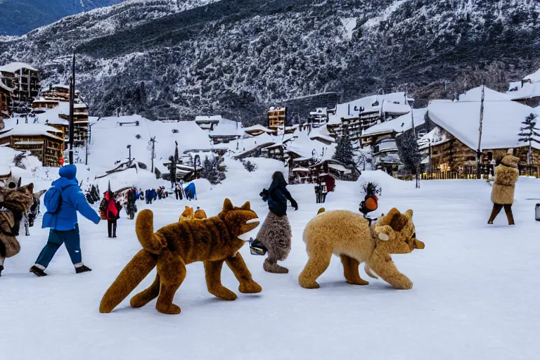 Prompt: Furries invading Andorra, photo, 4k