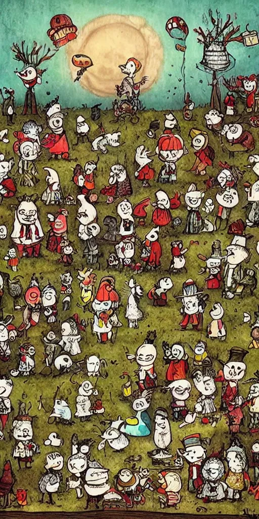 Image similar to a thanksgiving scene by alexander jansson and where's waldo