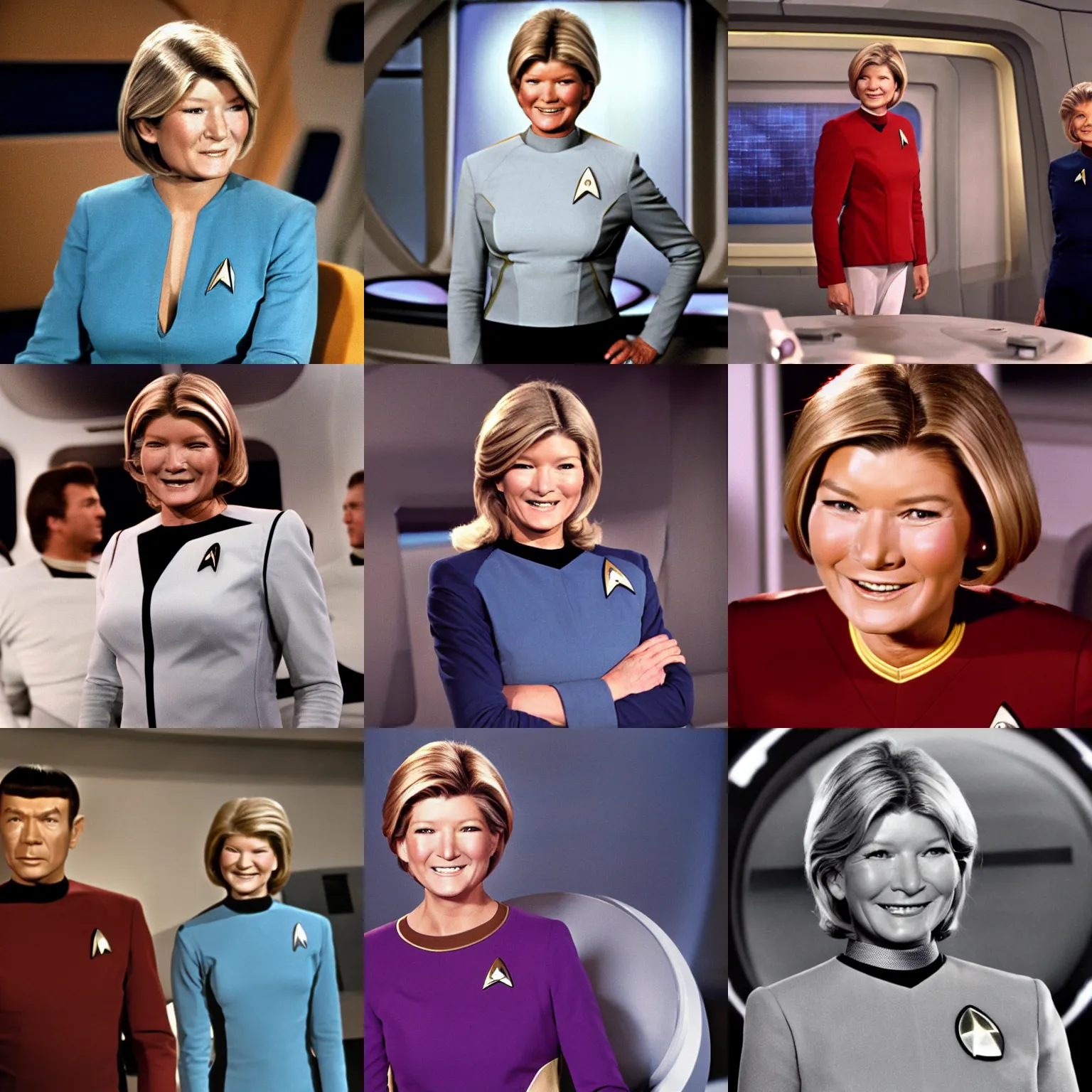 Prompt: Martha Stewart as a captain on Star Trek, television, photograph