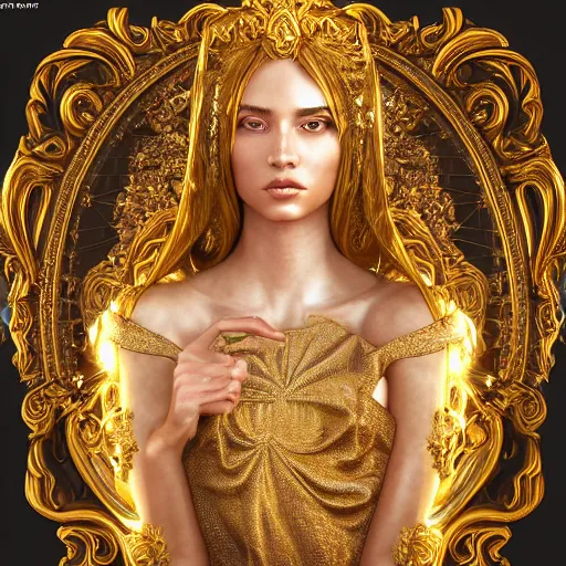 Image similar to wonderful princess made of golden marble, beautiful face, hyper detailed, flowing psychadelic background intricate and detailed, ornate 8 k gorgeous intricate detailed, octane render