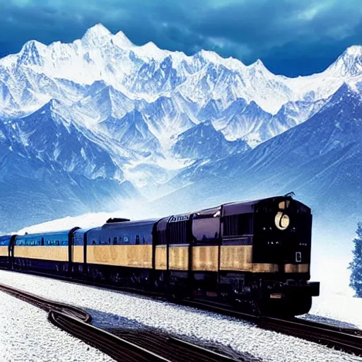 Image similar to Stunning image of The Orient Express navigating The Alps by various artists