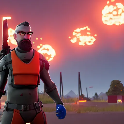 Image similar to Gordon Freeman in Fortnite, 4k screenshot of Fortnite gameplay, 8k hdr showcase