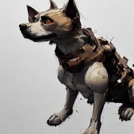 Image similar to concept art of anthropomorphized canine, highly detailed painting by dustin nguyen, akihiko yoshida, greg tocchini, 4 k, trending on artstation, 8 k