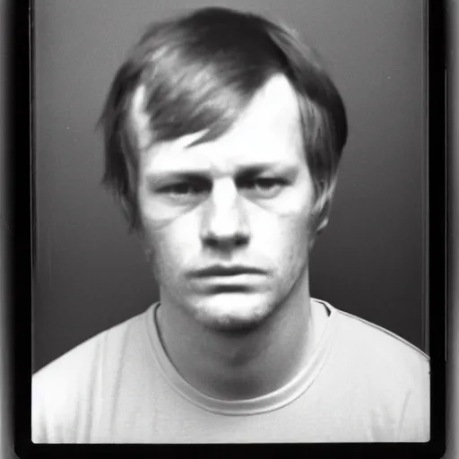 Image similar to Mugshot Portrait of Bad Luck Brian, taken in the 1970s, photo taken on a 1970s polaroid camera, grainy, real life, hyperrealistic, ultra realistic, realistic, highly detailed, epic, HD quality, 8k resolution, body and headshot, film still, front facing, front view, headshot and bodyshot, detailed face, very detailed face