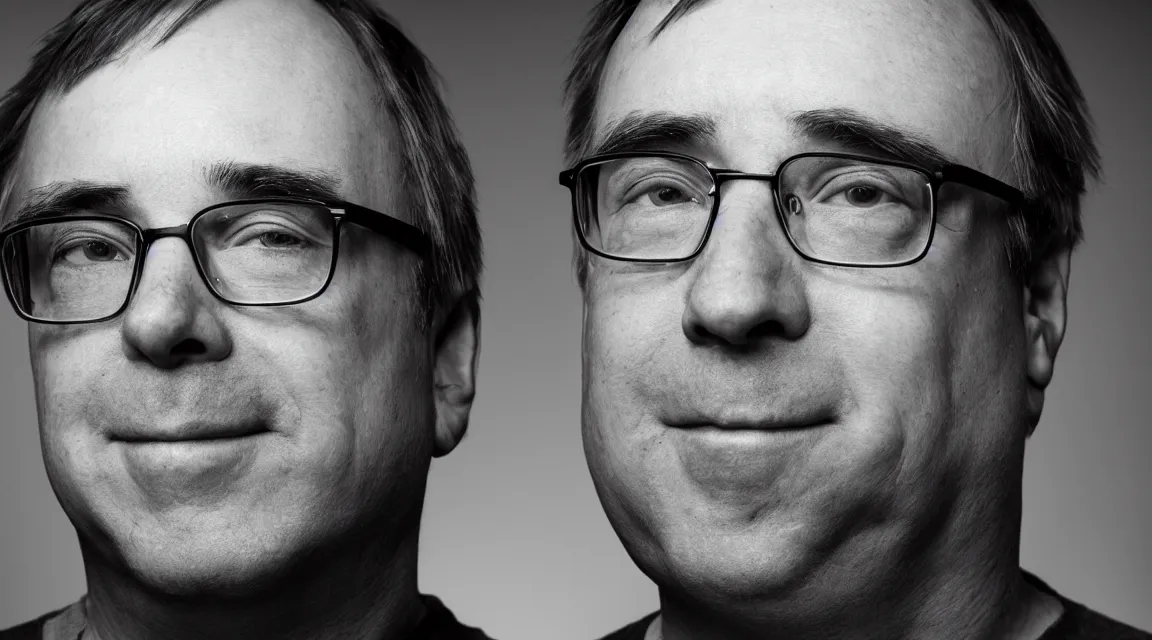 Image similar to portrait of Linus Torvalds taked by Sebastião Salgado