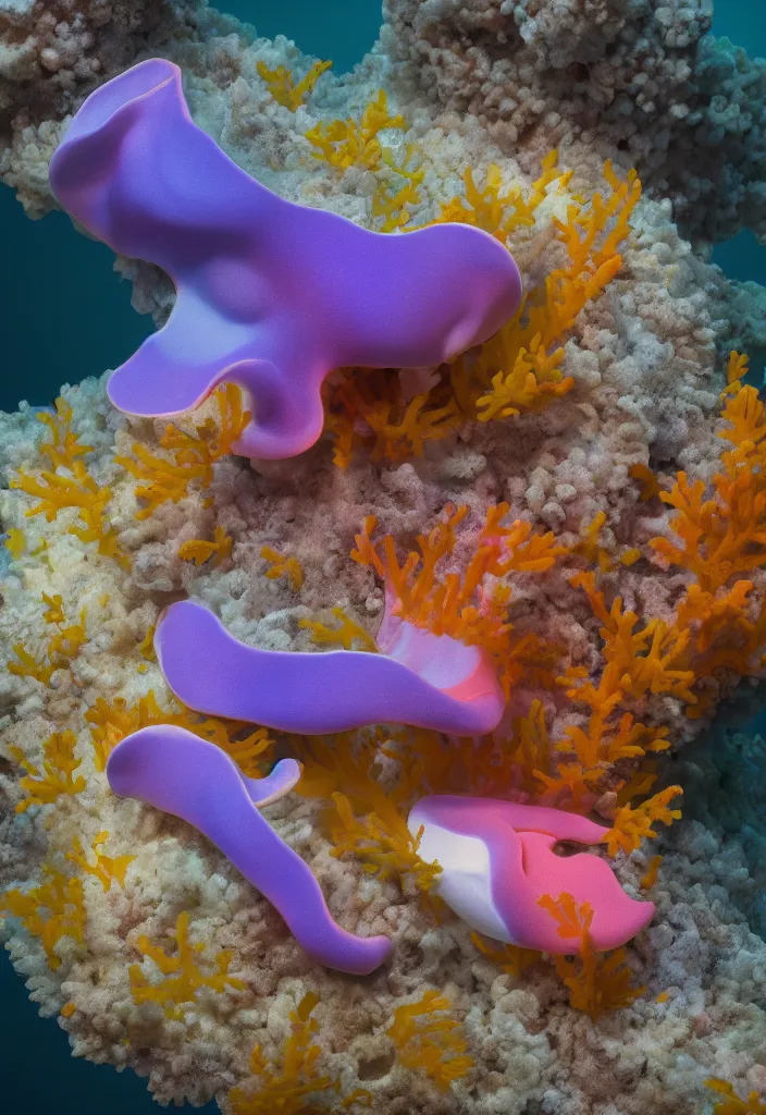 Prompt: nudibranch, complementary colors. national geographic. 8k, rendered in octane, smooth gradients. soft natural volumetric cinematic light. subsurface scattering. sculpture by antonio canova