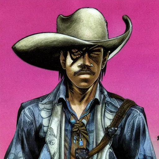 Prompt: mexican vaquero, yoshitaka amano character design