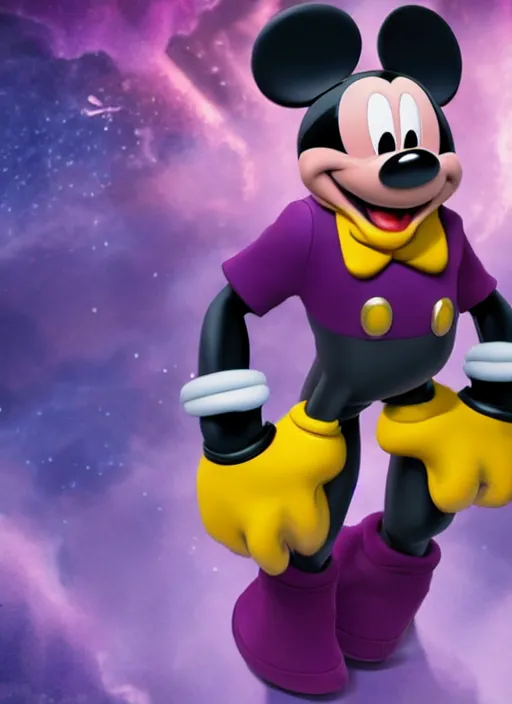 Prompt: Mickey Mouse cast as Thanos, still from Marvel movie, hyperrealistic, 8k, Octane Render,