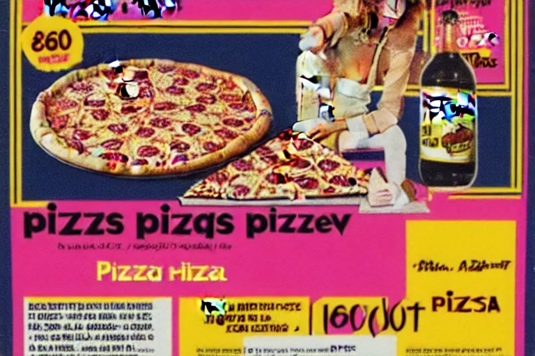 Image similar to 80s, drugs, pizza, party, advertisement