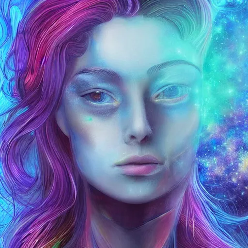 Image similar to beautiful detailed artistic portrait of a person travelling between different astral planes, digital art by lurid ( 2 0 2 2 ). featured on deviantart.