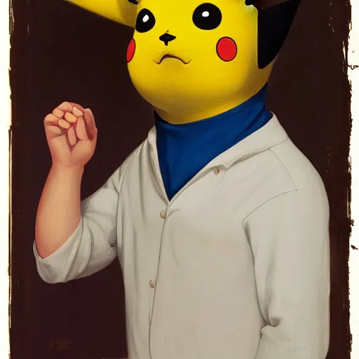 Prompt: portrait of pikachu by John Currin