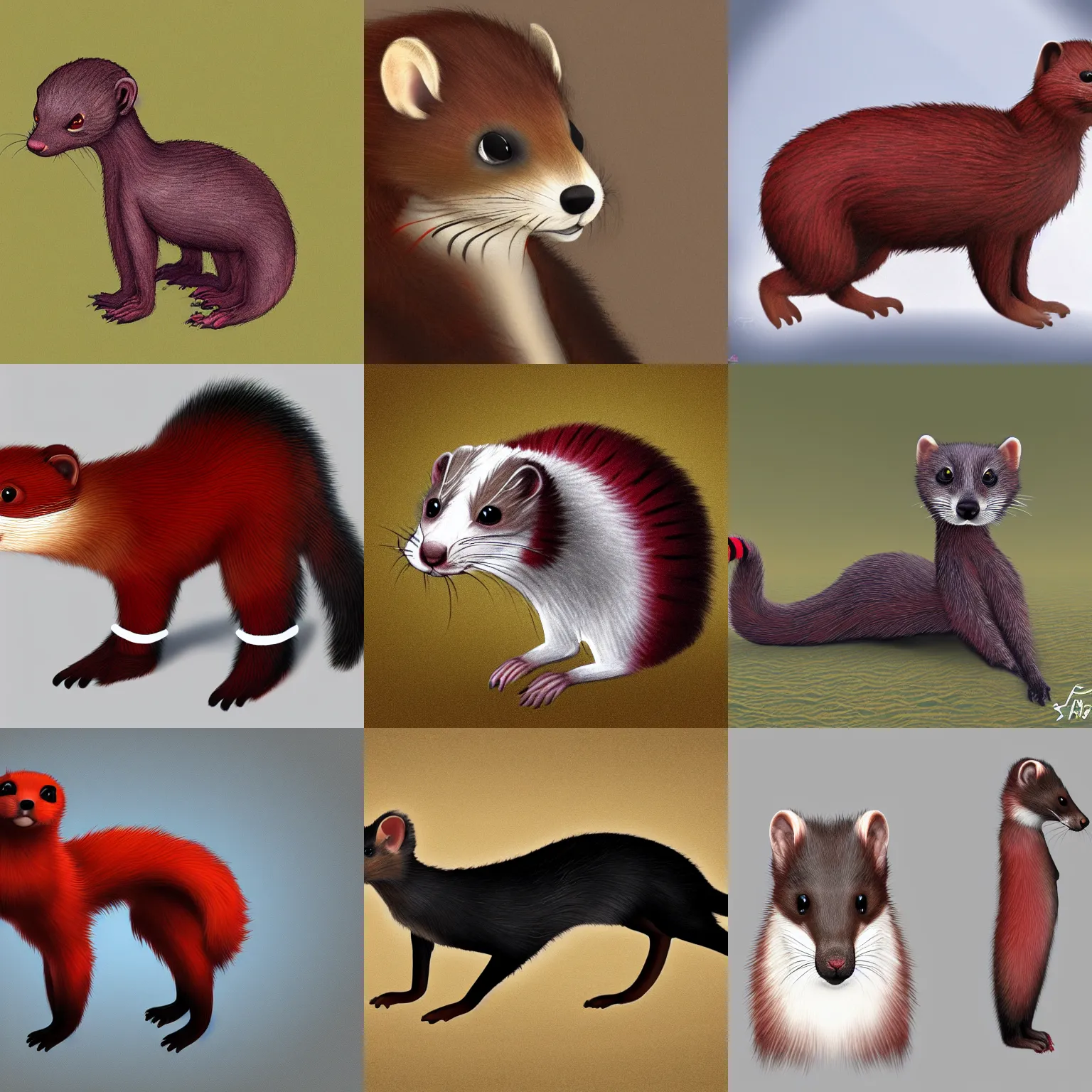 Prompt: photorealistic, male weasel furred redblack body, fursona