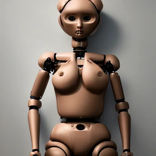 Prompt: female alive robot girl full frontal, anna uddenberg style, housewife, fur, 8 k, highly detailed