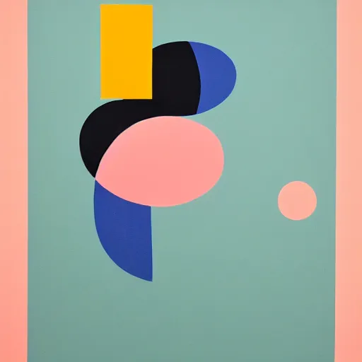 Prompt: A abstract painting in the style of Sophie Taeuber-Arp and Gary Hume and Tatsuro Kiuchi, 1970s Scandinavian naturalistic minimalism style, flat colour-block style, geometric abstraction, modern pastel colours