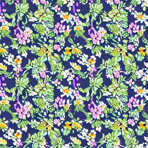 Image similar to brushed loose floral fashion print flat flower repeat swatch inspired by wgsn trend with lots of negative space