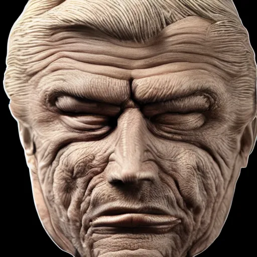 Prompt: POTUS cast in resin, in the style of HR Giger