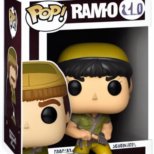 Image similar to a funko pop collectible of Rambo